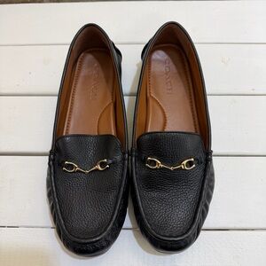 Coach Mavis Loafers Black Pebbled Leather Horsebit Slip-On Size 9.5